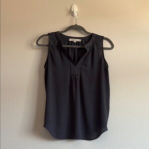 LOFT Grey Sleeveless Blouse with V-Neckline